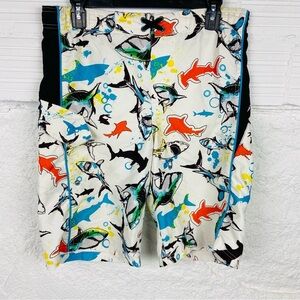 OP colorful sharks swim trunks size XL 14-16
